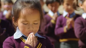 Morning prayer at the LMHS in Zanskar