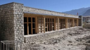 Building under construction at LMHS school in Zanskar