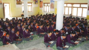 Students in class at the LMHS in Zanskar